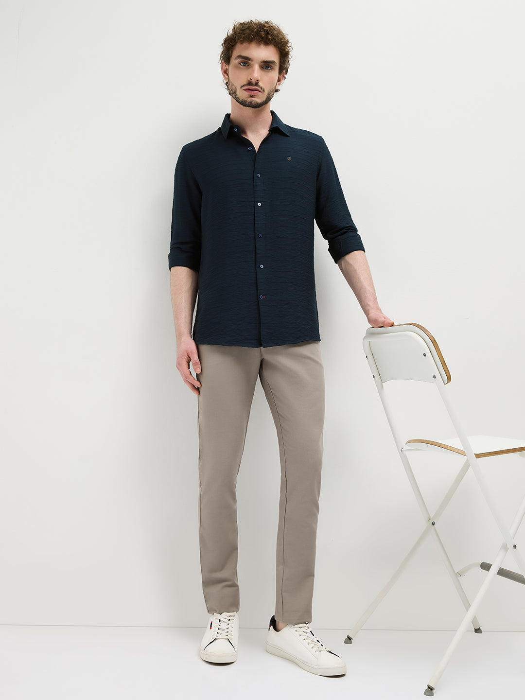 Navy Checked Casual Shirt