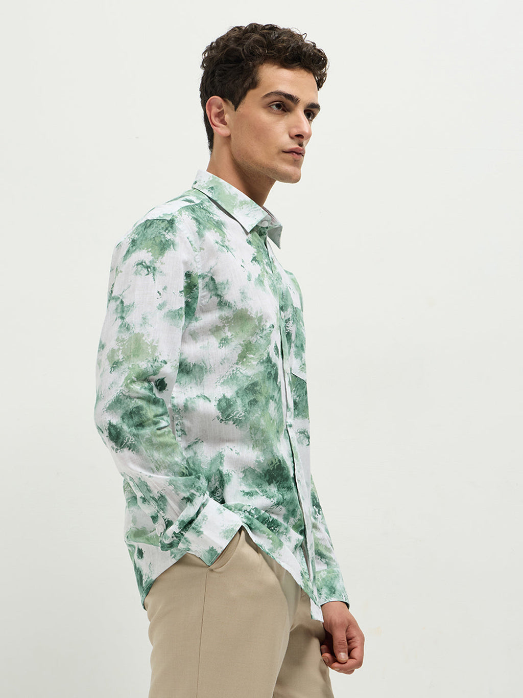 Green Printed Casual Shirt