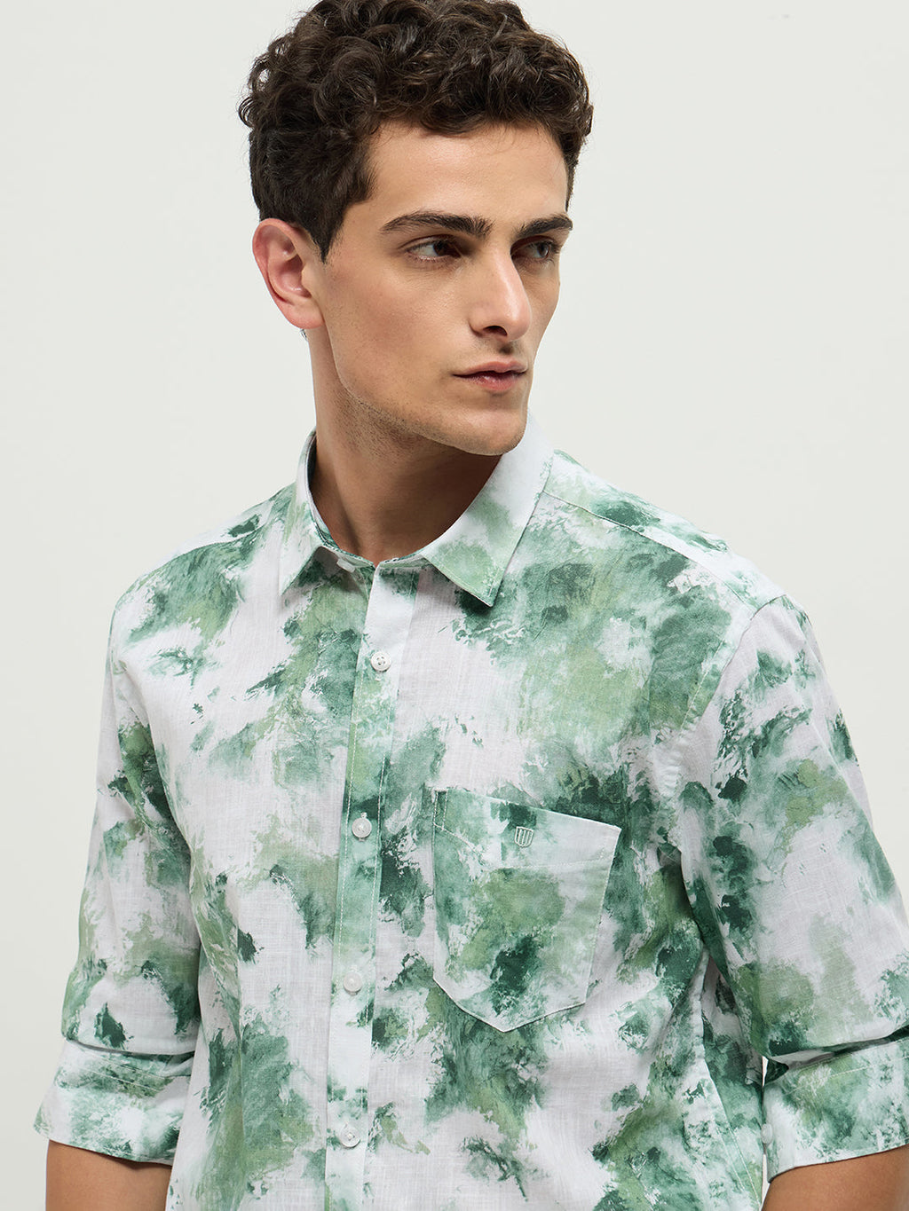 Green Printed Casual Shirt