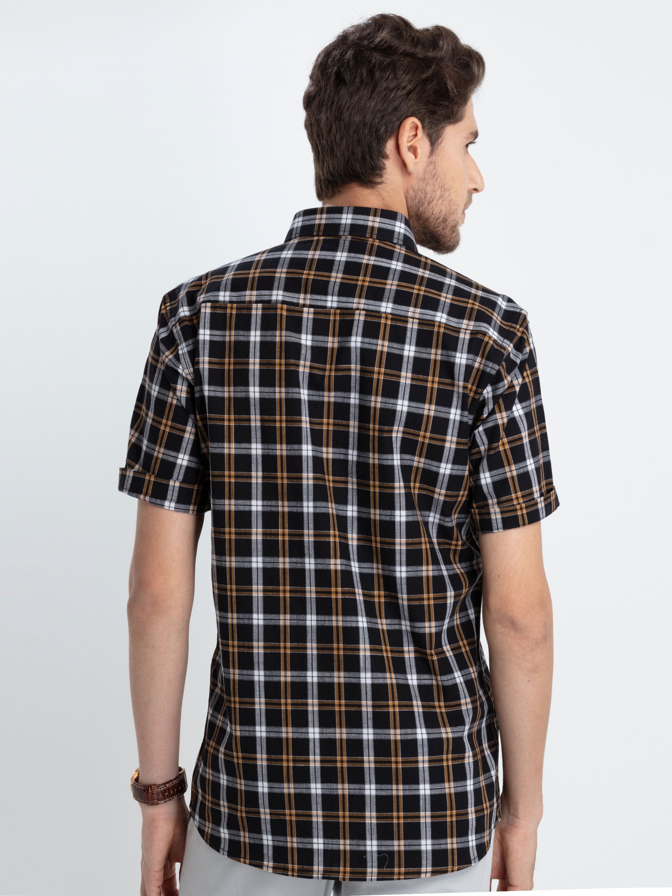 Black Checked Casual Shirt