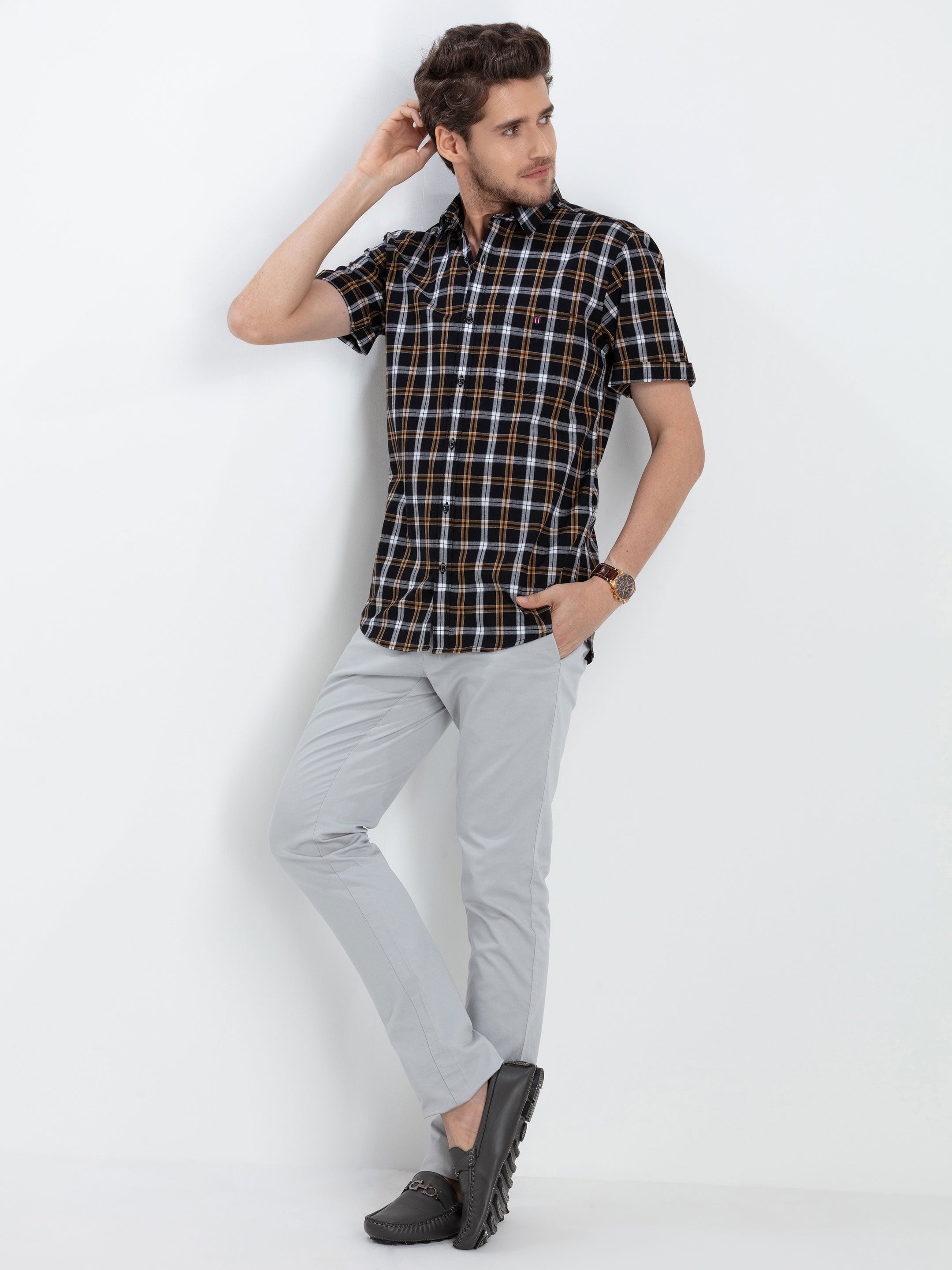Black Checked Casual Shirt