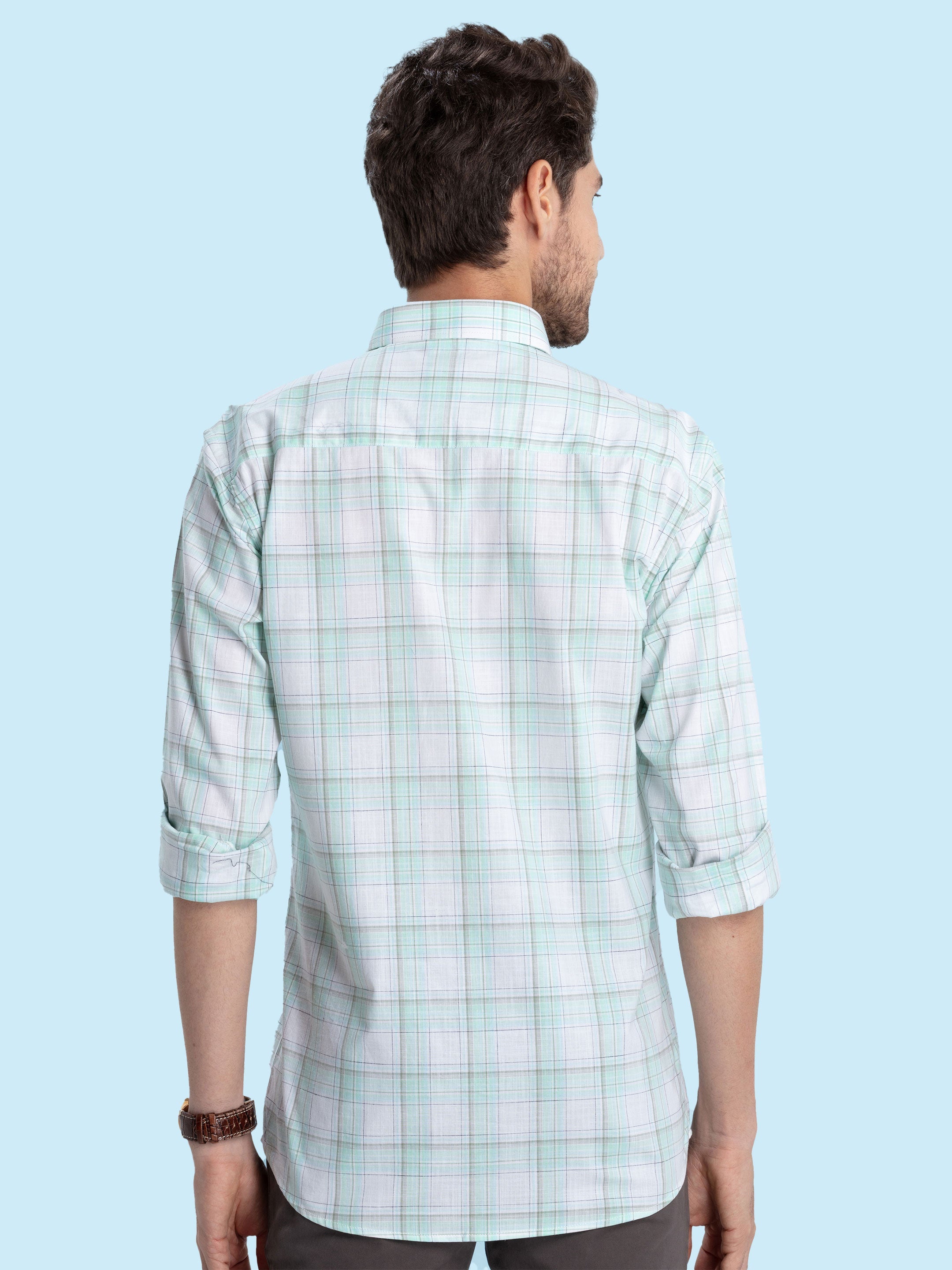Mint Checked Casual Shirt