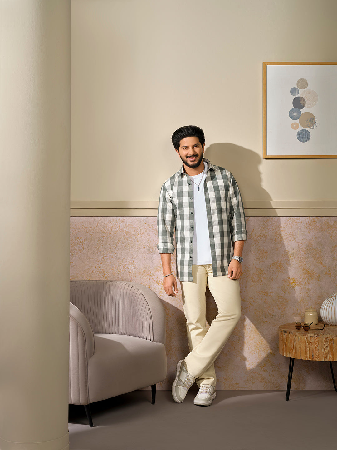 Green Checked Casual Shirt