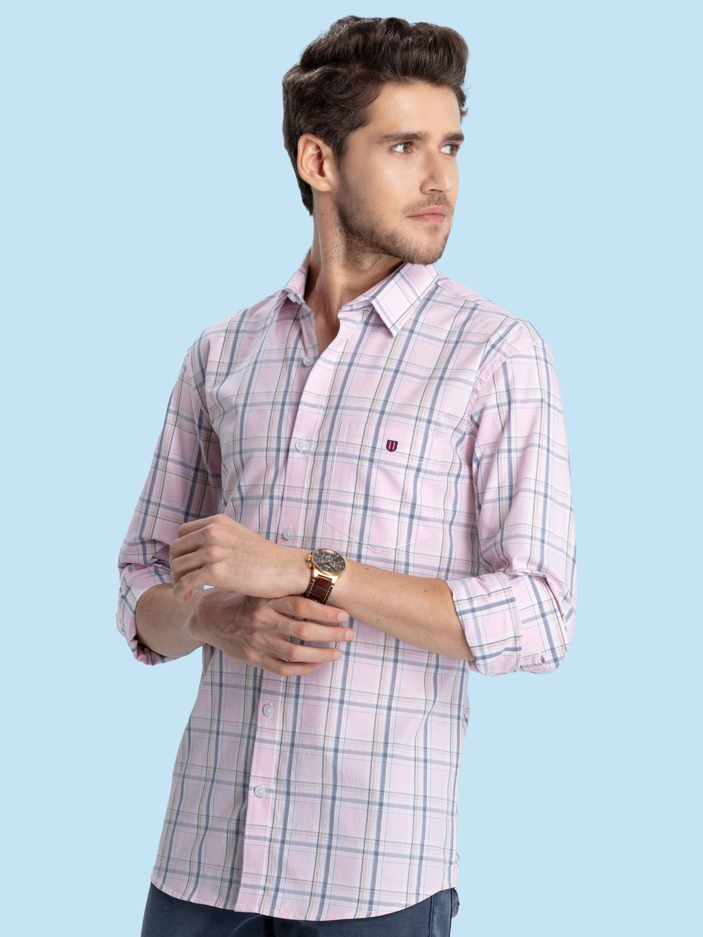 Pink Checked Casual Shirt