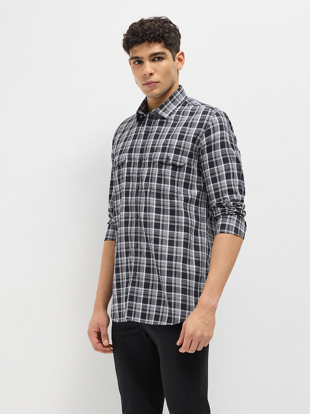 Black Checked Casual Shirt