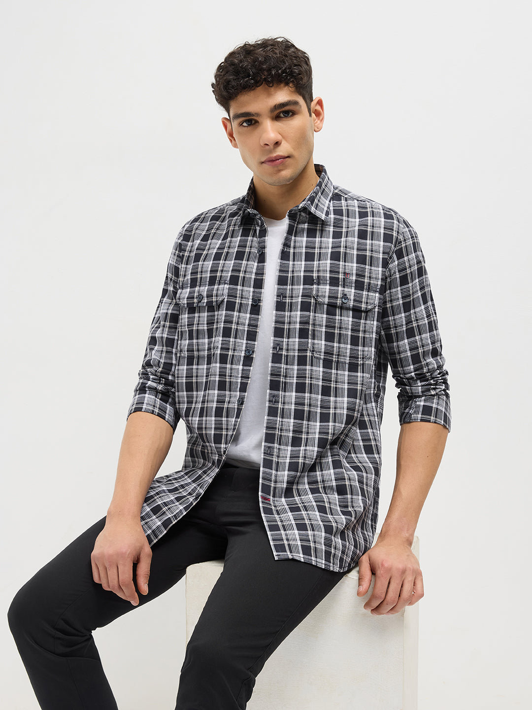 Black Checked Casual Shirt