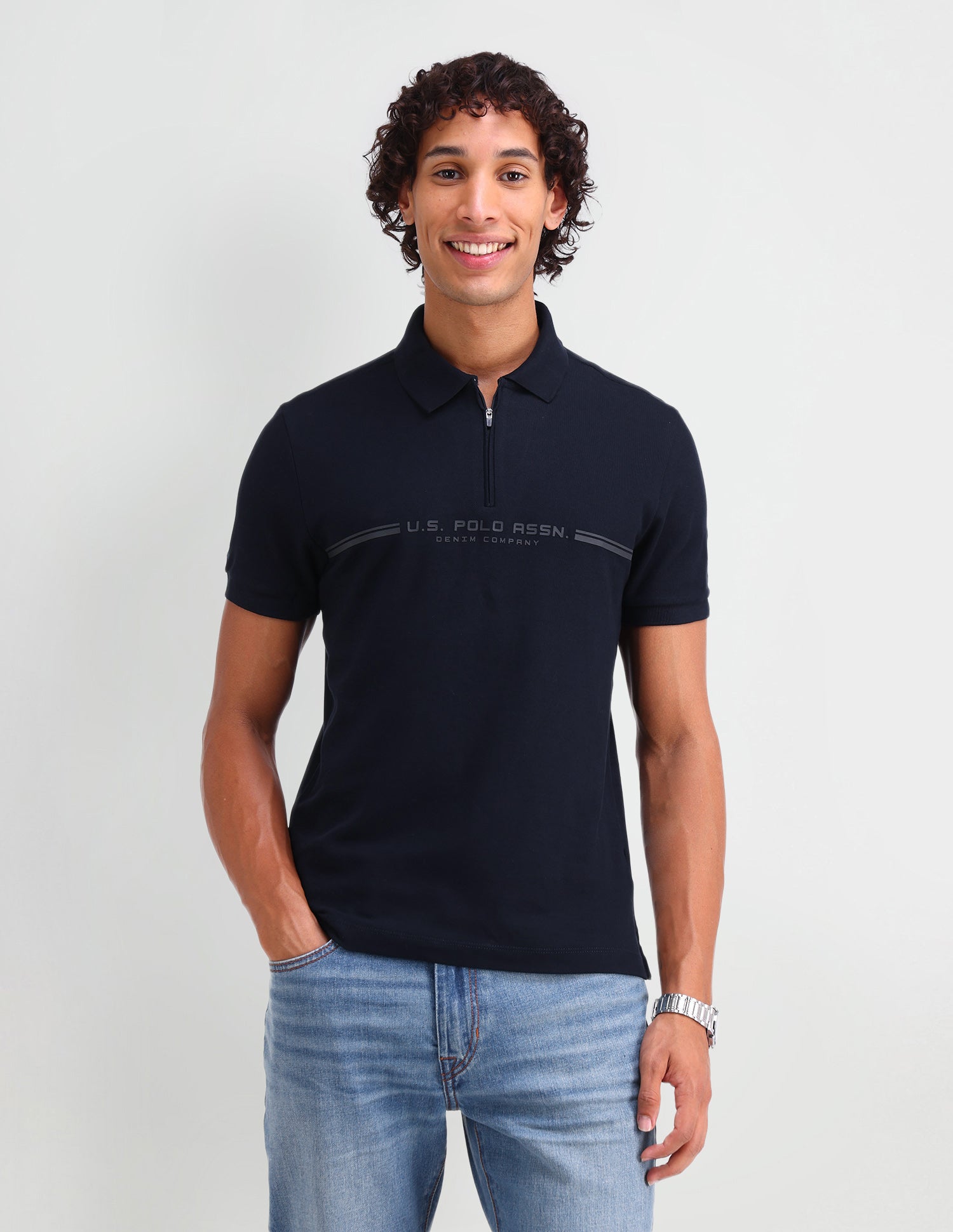 Brand Printed Muscle Fit Polo Shirt