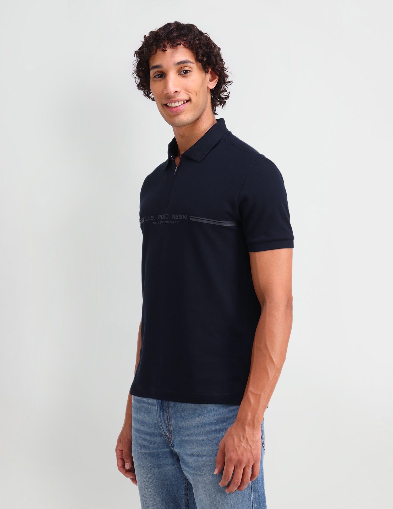 Brand Printed Muscle Fit Polo Shirt