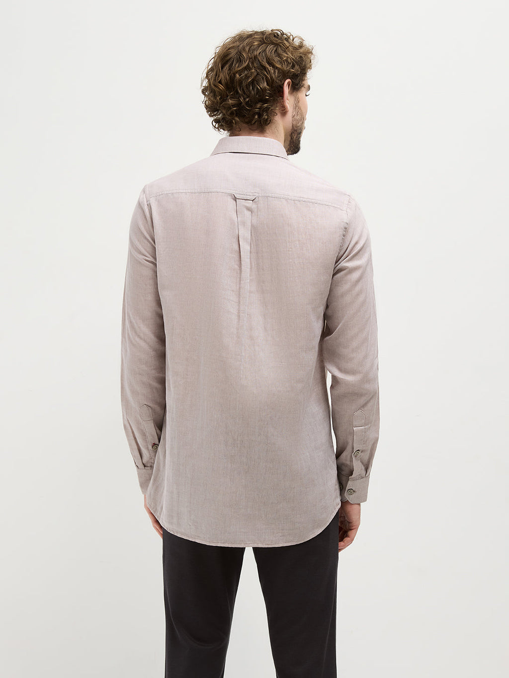 Beige Plain Casual Shirt