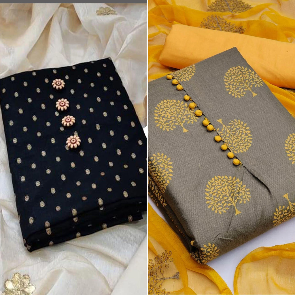 Black And Grey Dress Materials Pack of 2