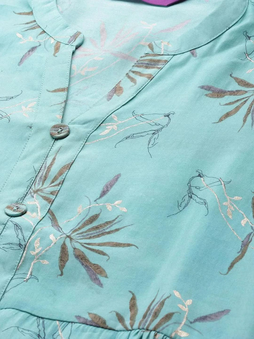 Blue Printed Chanderi Silk Kurta - Libas