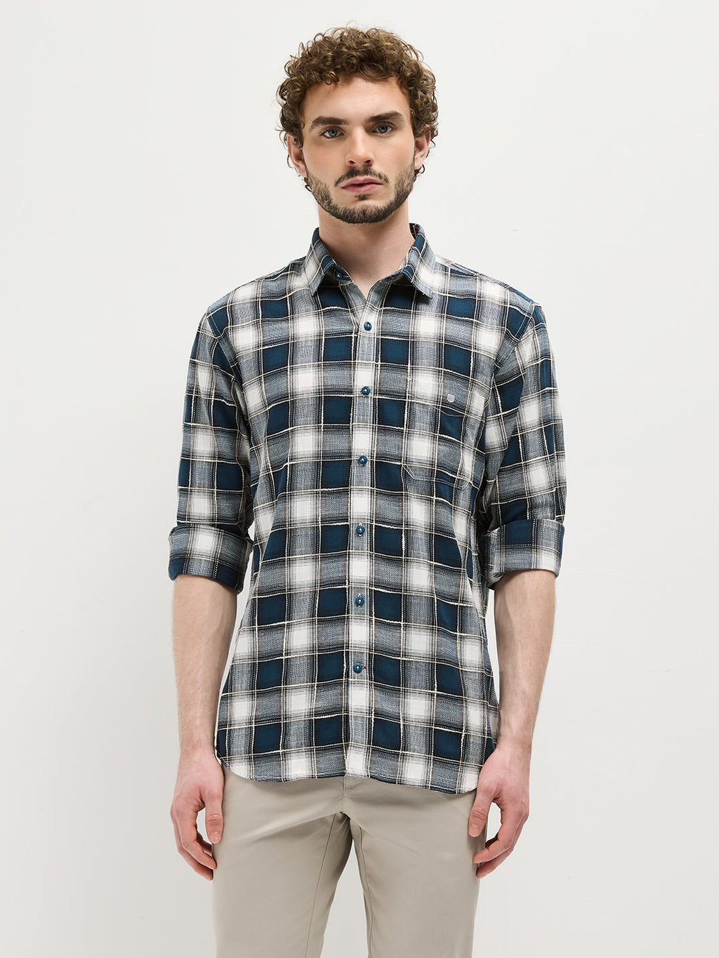Blue Checked Casual Shirt