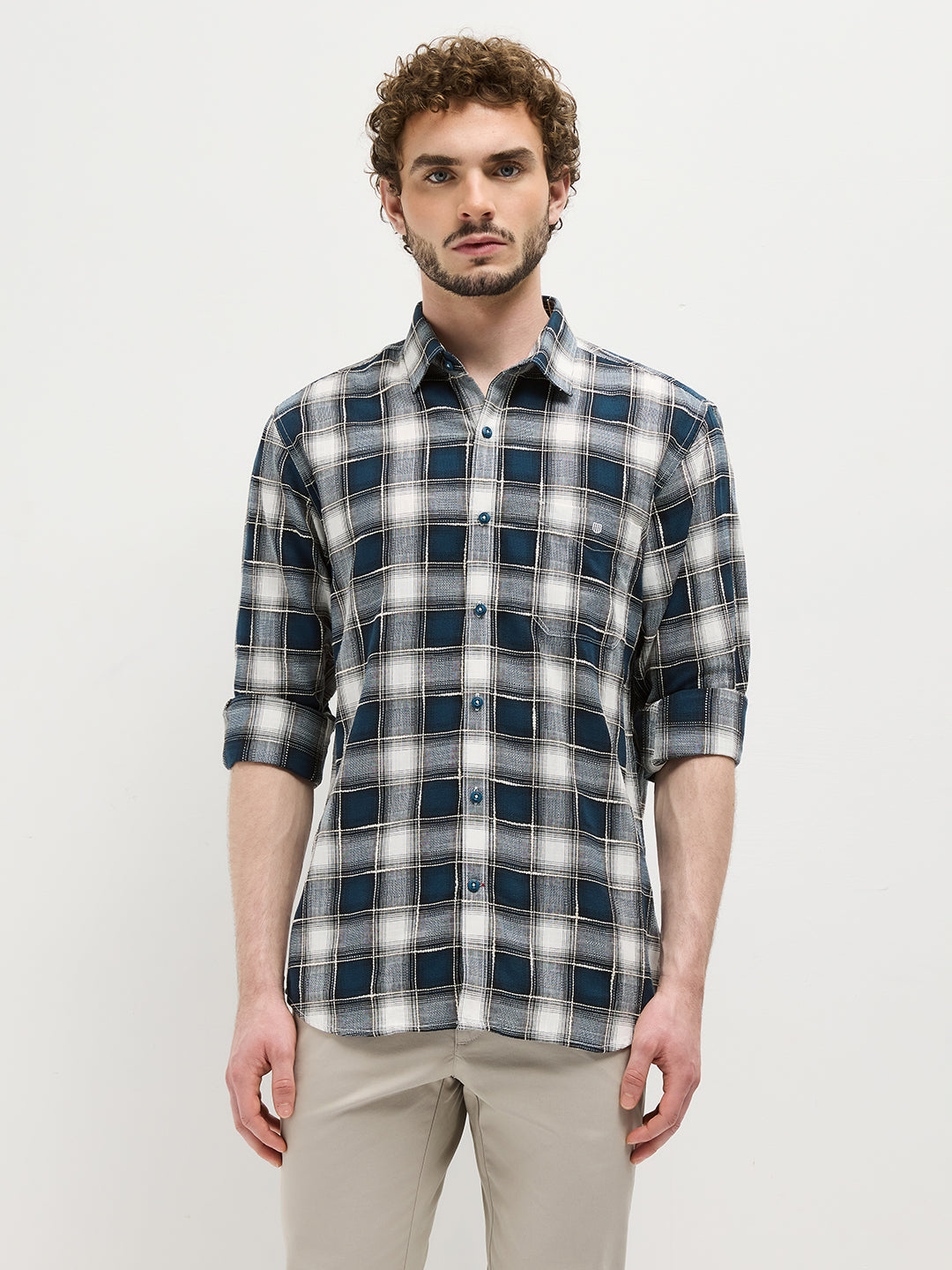 Blue Checked Casual Shirt