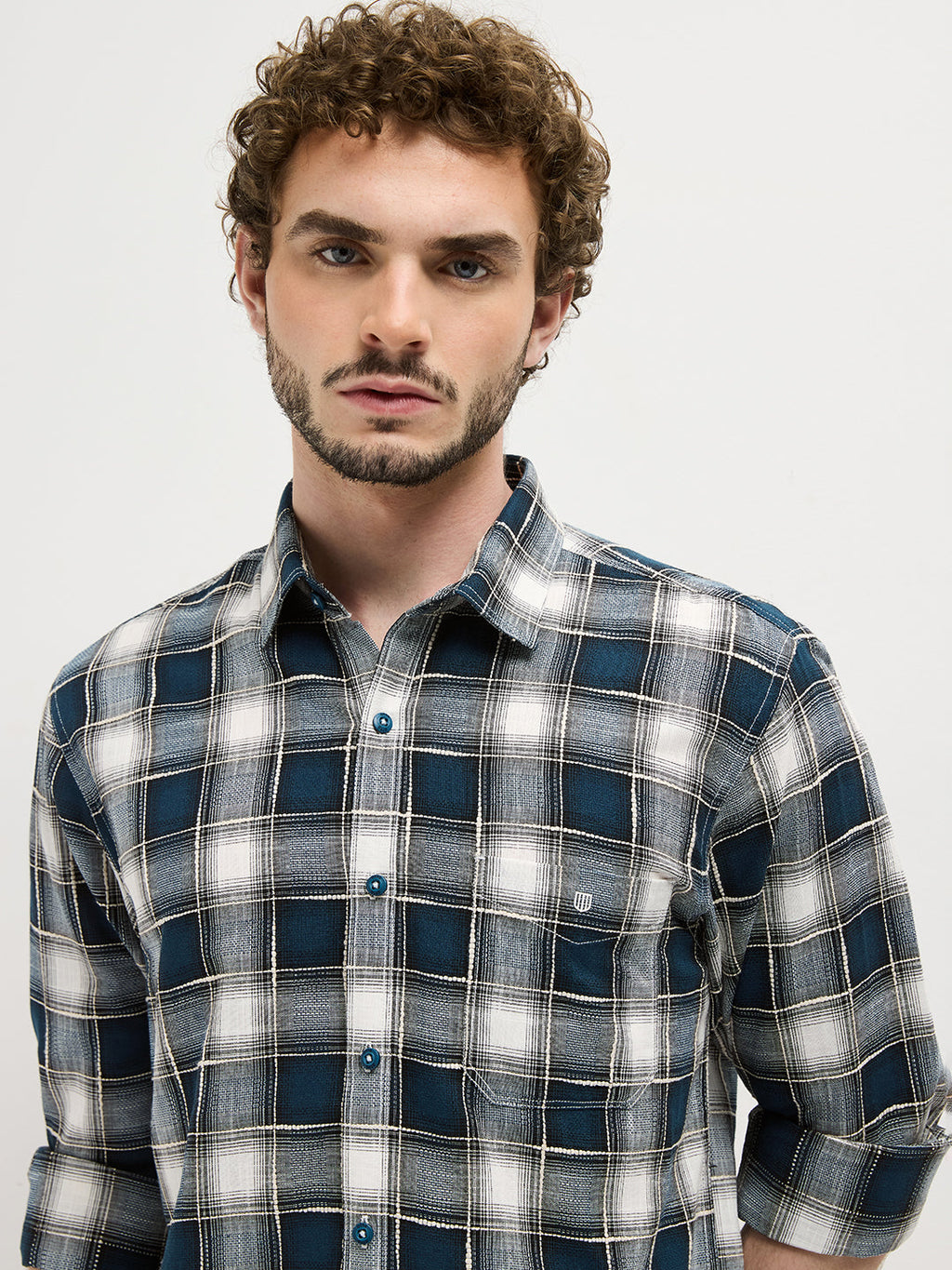 Blue Checked Casual Shirt