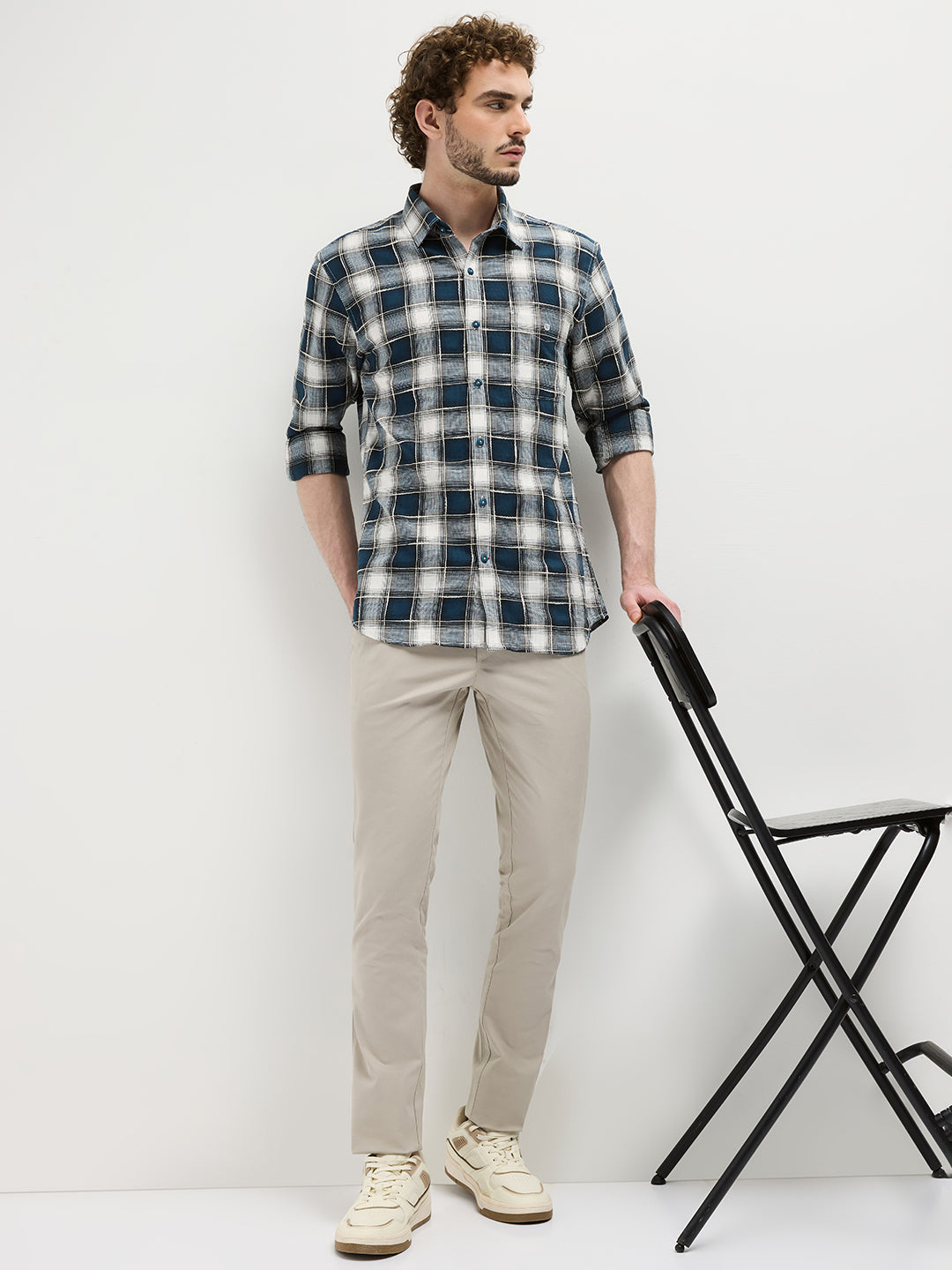 Blue Checked Casual Shirt