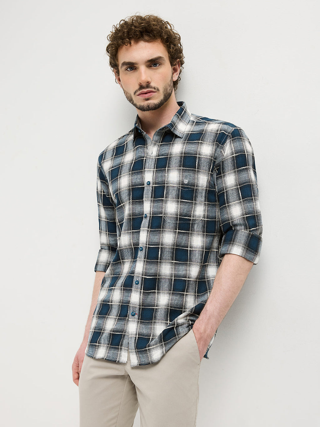 Blue Checked Casual Shirt