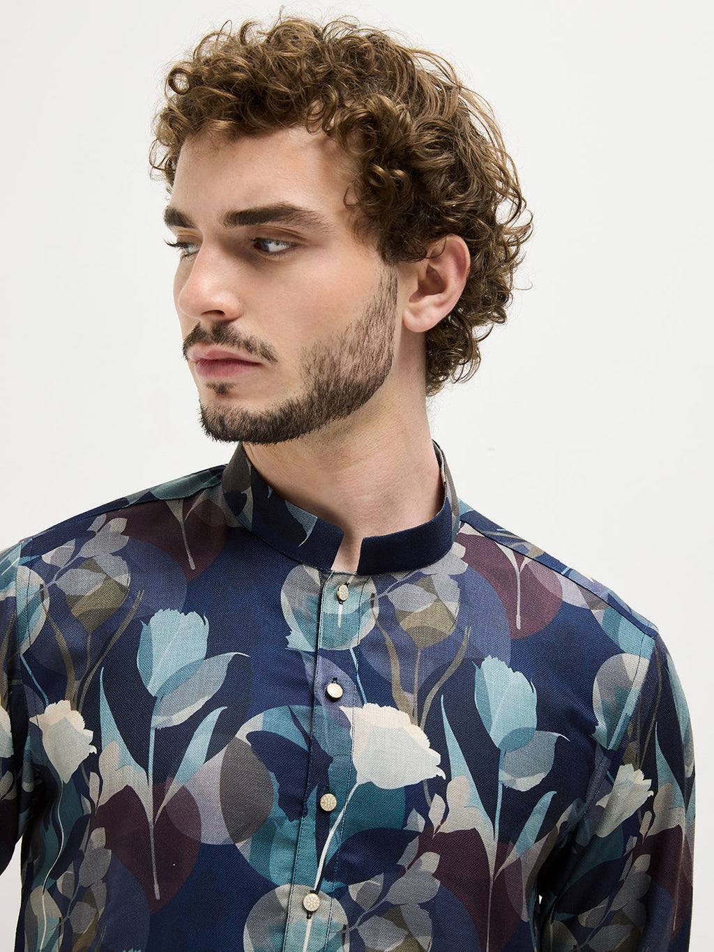 Dark Blue Floral Printed Kurta