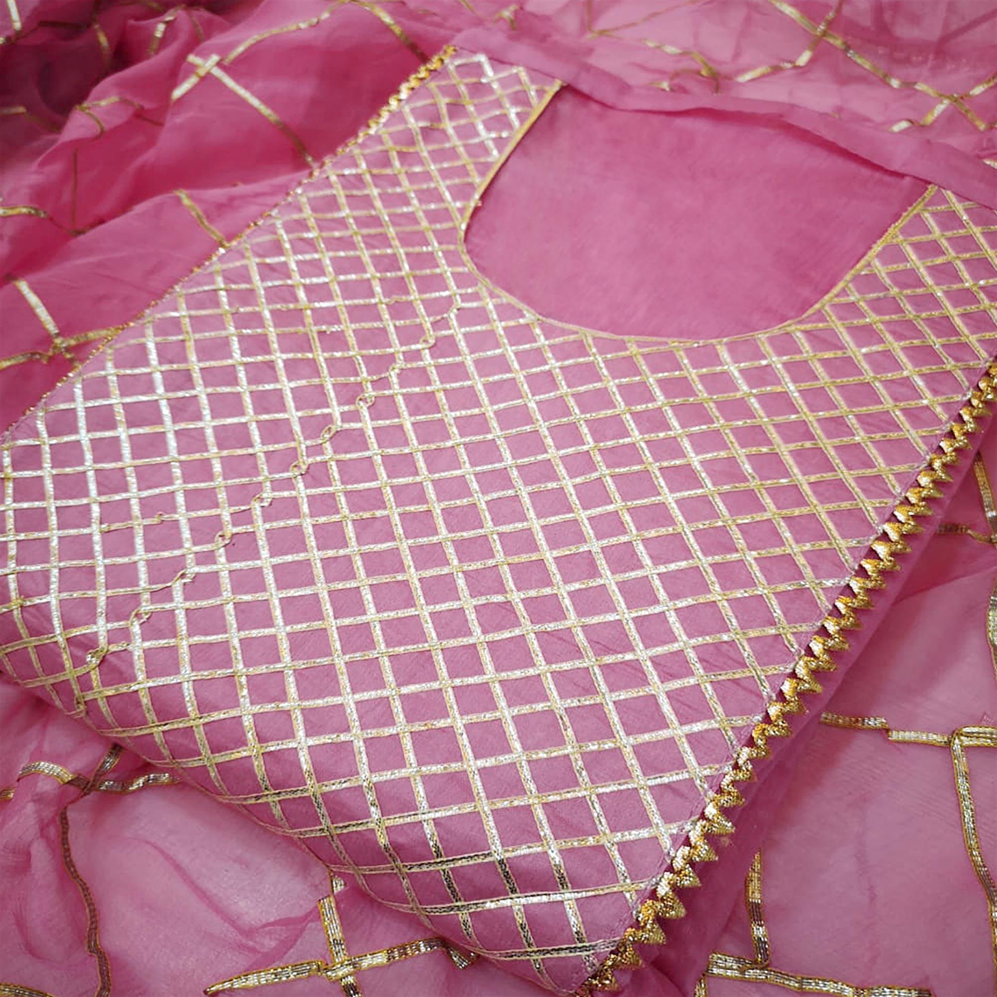 Breathtaking Light Pink Colored Partywear Embroidered Modal Dress Material