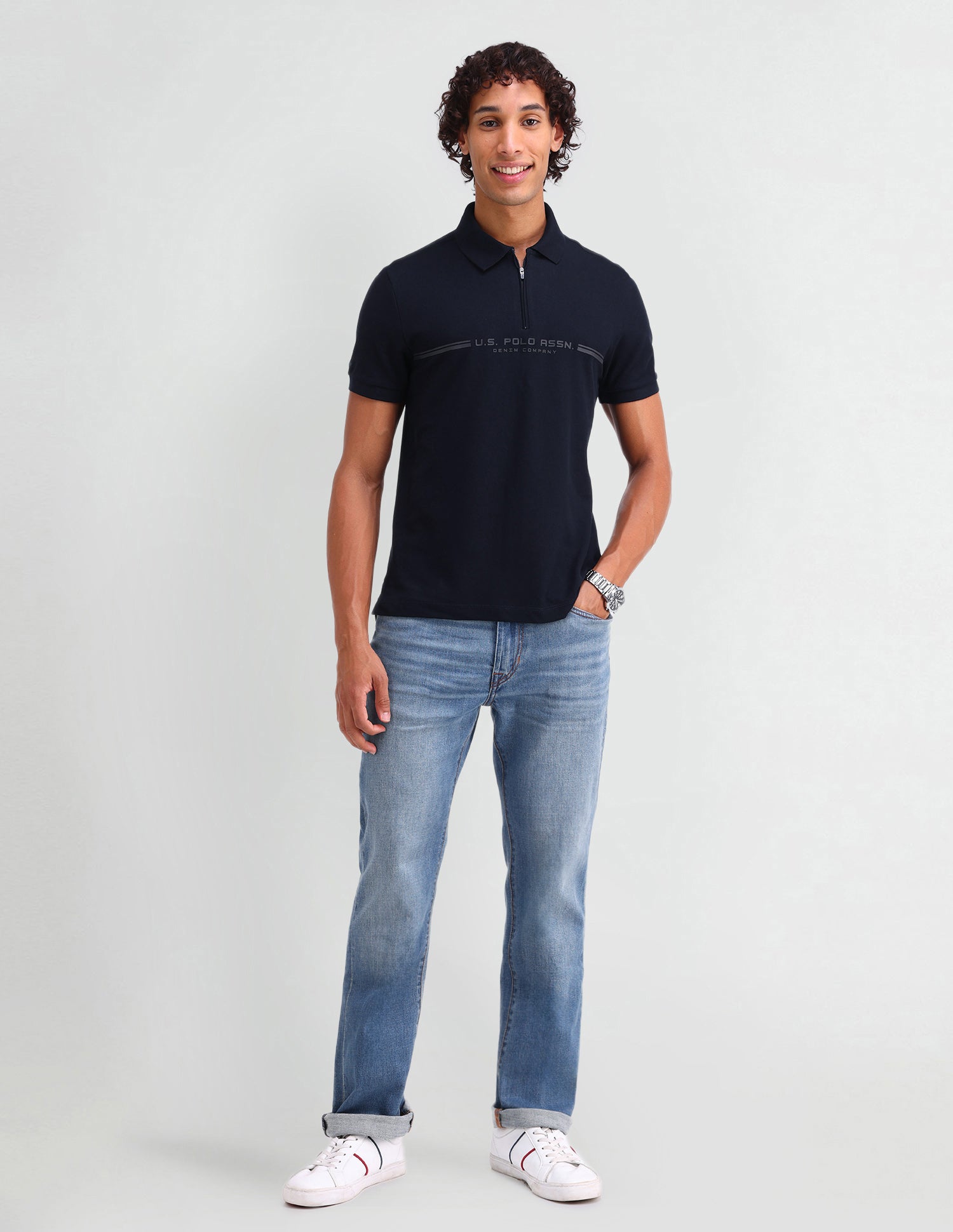 Brand Printed Muscle Fit Polo Shirt