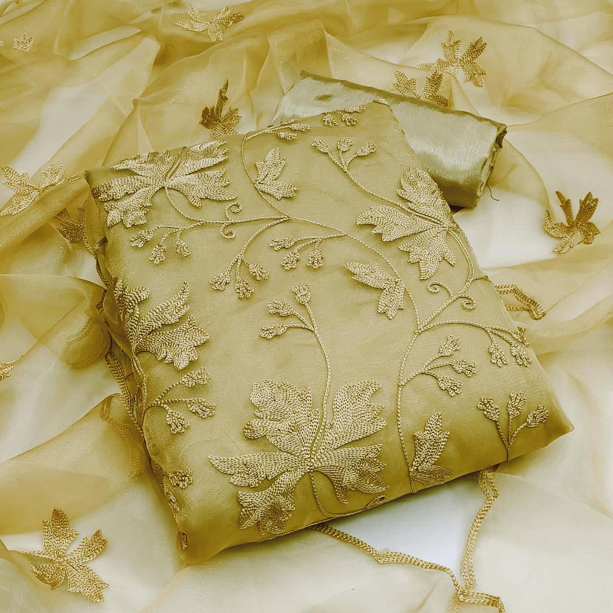 Chiku Embroidered Organza Dress Material