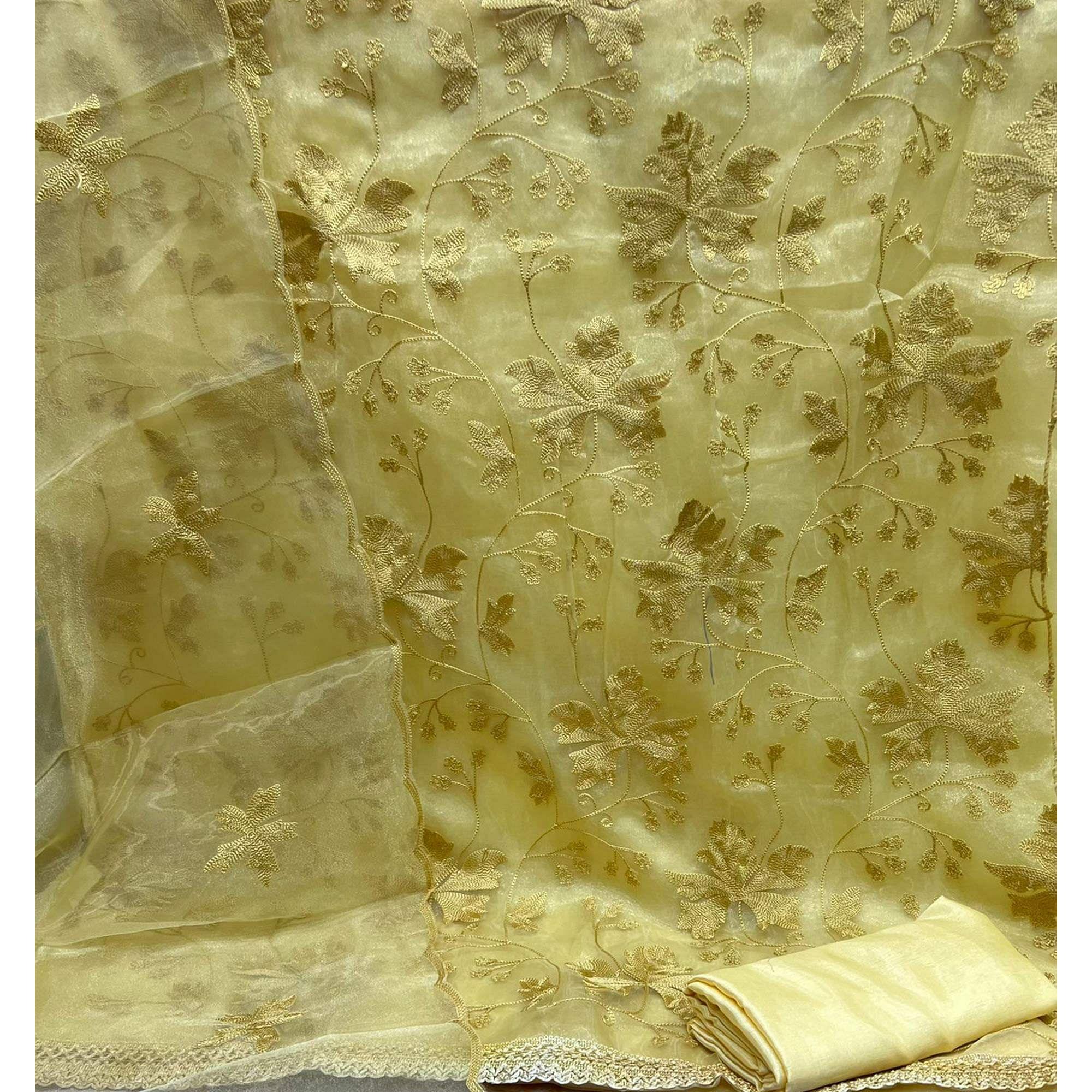 Chiku Embroidered Organza Dress Material