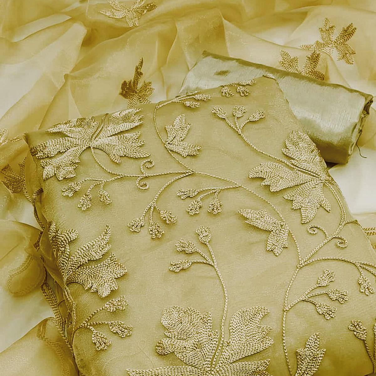 Chiku Embroidered Organza Dress Material