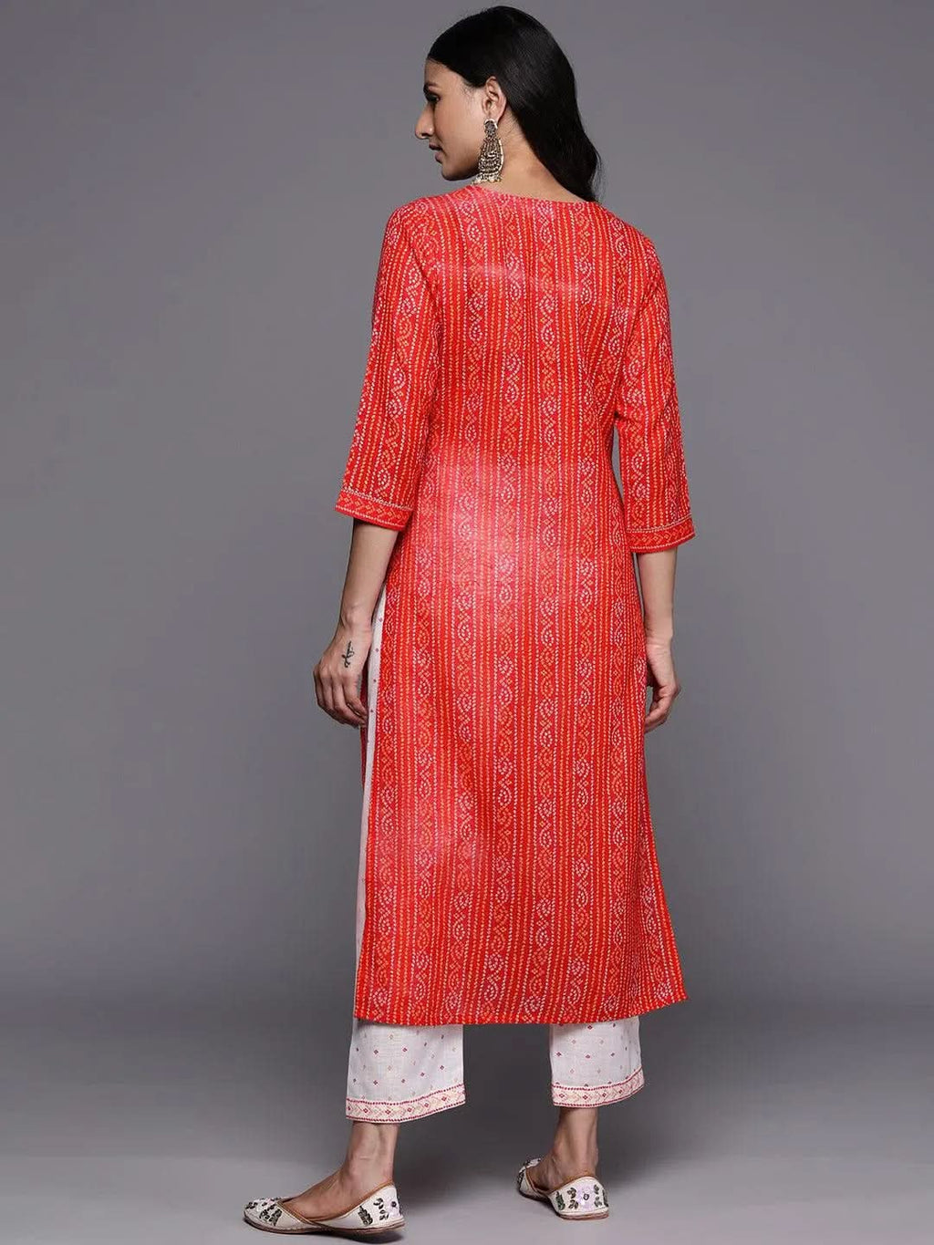 Coral Printed Cotton Straight Kurta With Trousers
