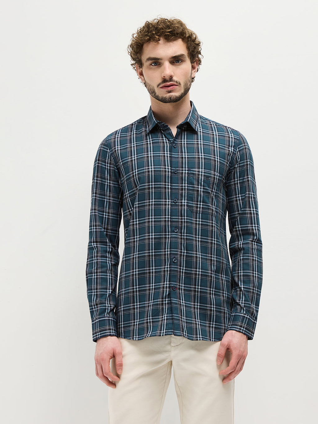 Green Checked Casual Shirt