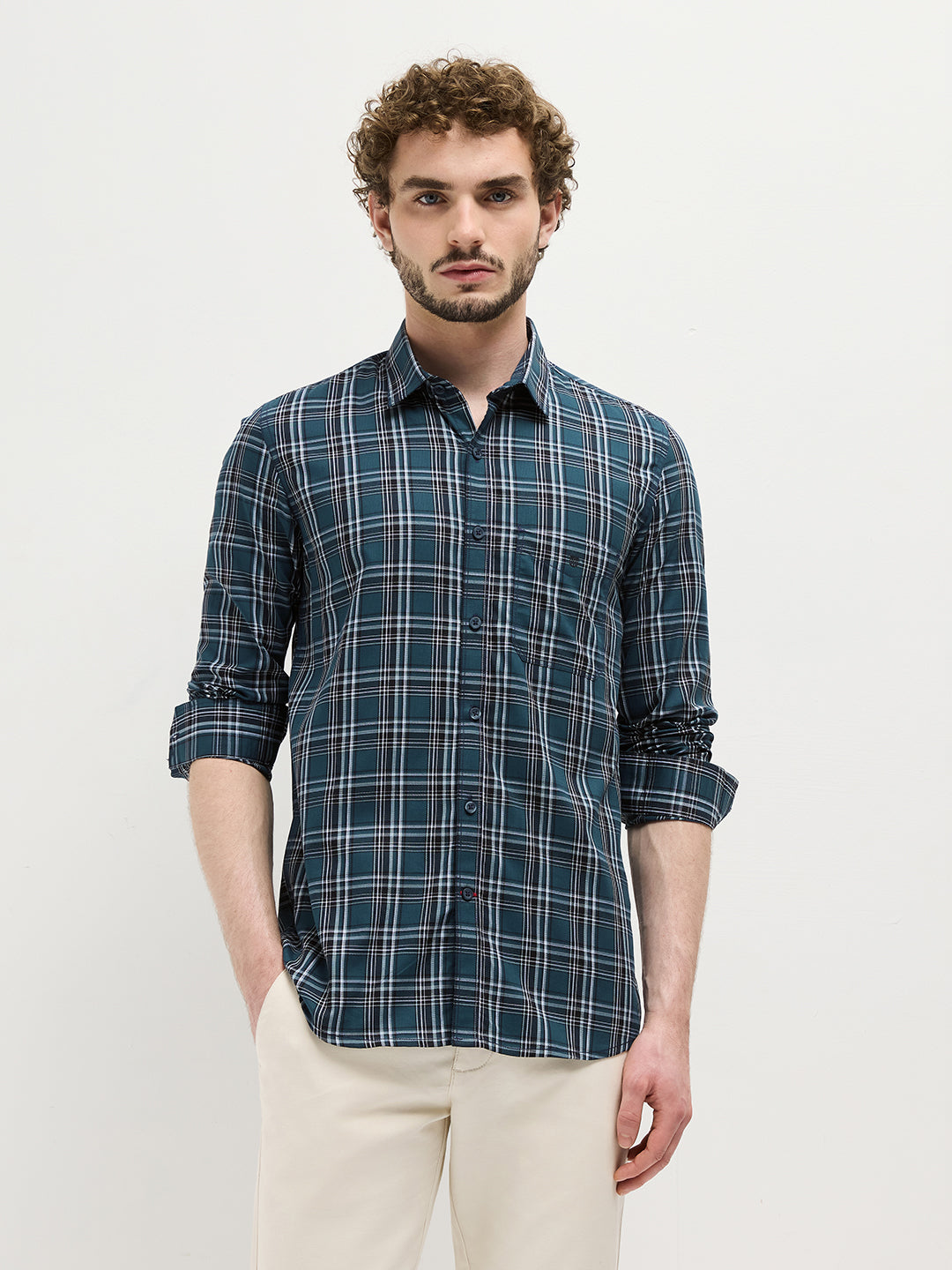 Green Checked Casual Shirt