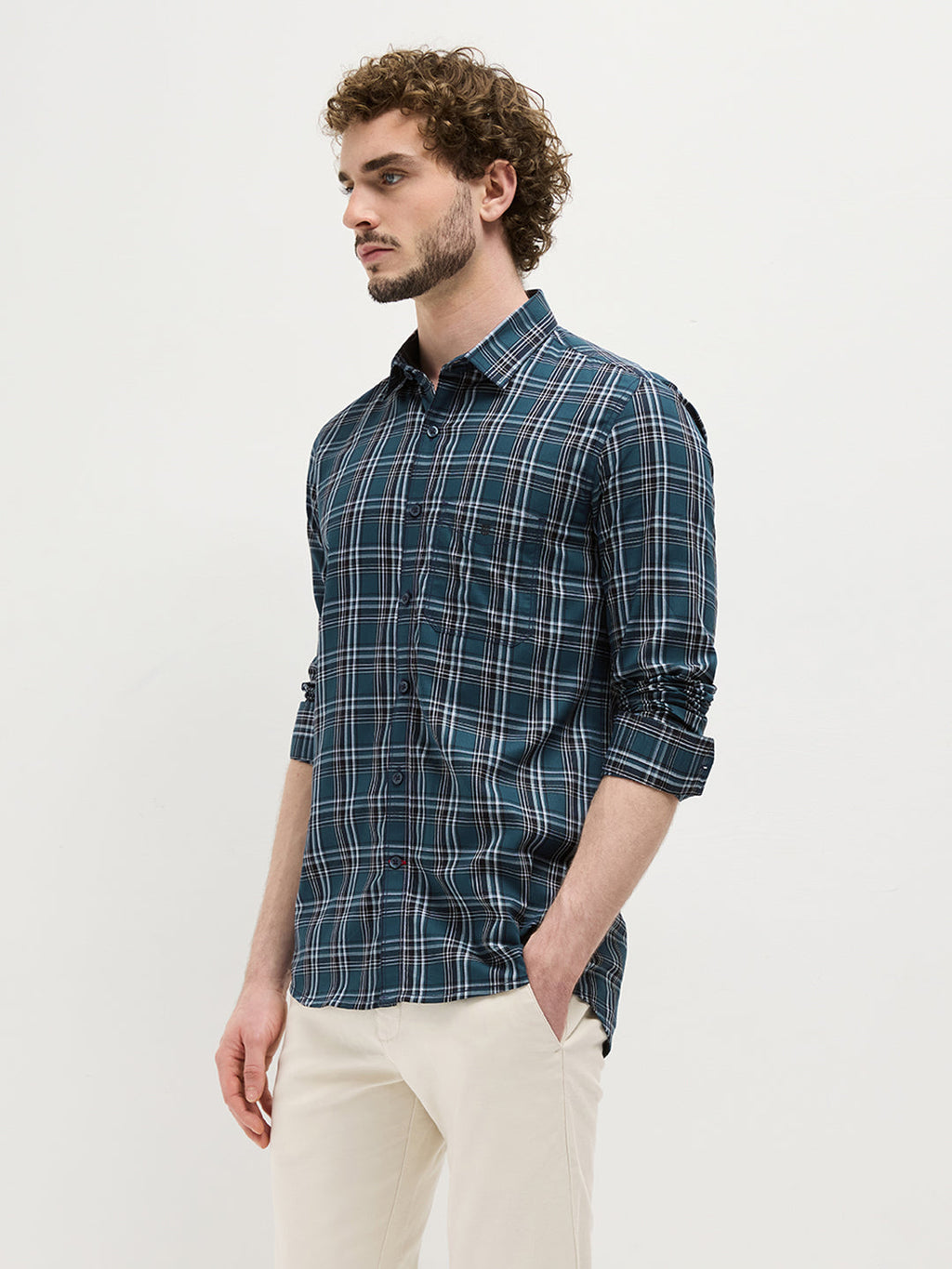 Green Checked Casual Shirt