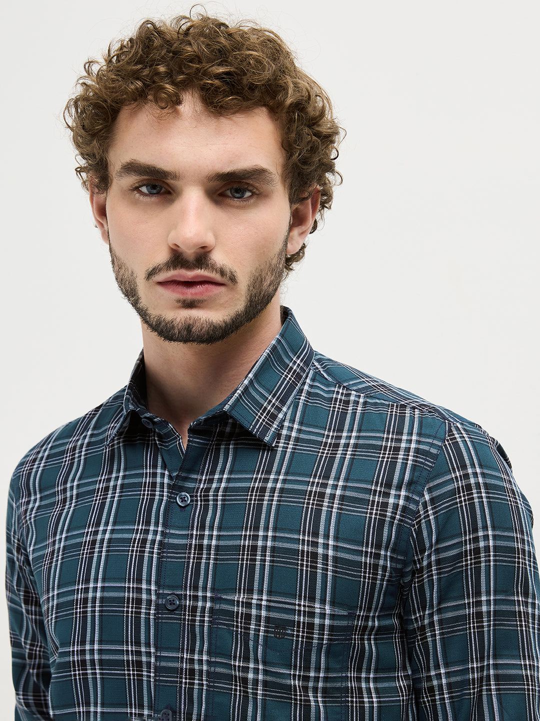 Green Checked Casual Shirt