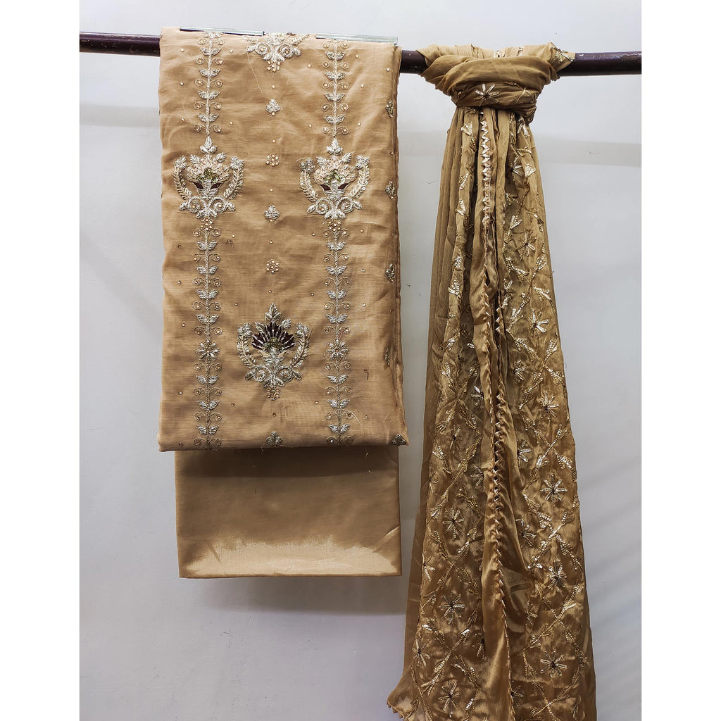 Chikoo Sequins Embroidered Modal Dress Material