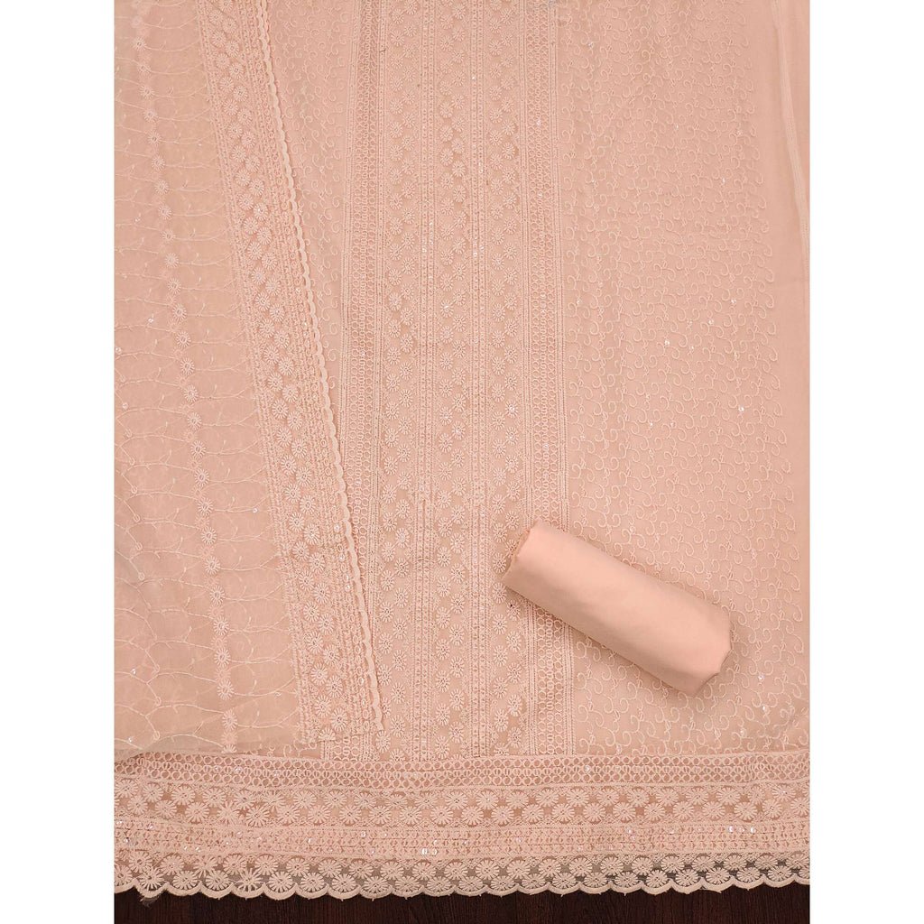 Light Orange Lucknowi Embroidered Georgette Suit