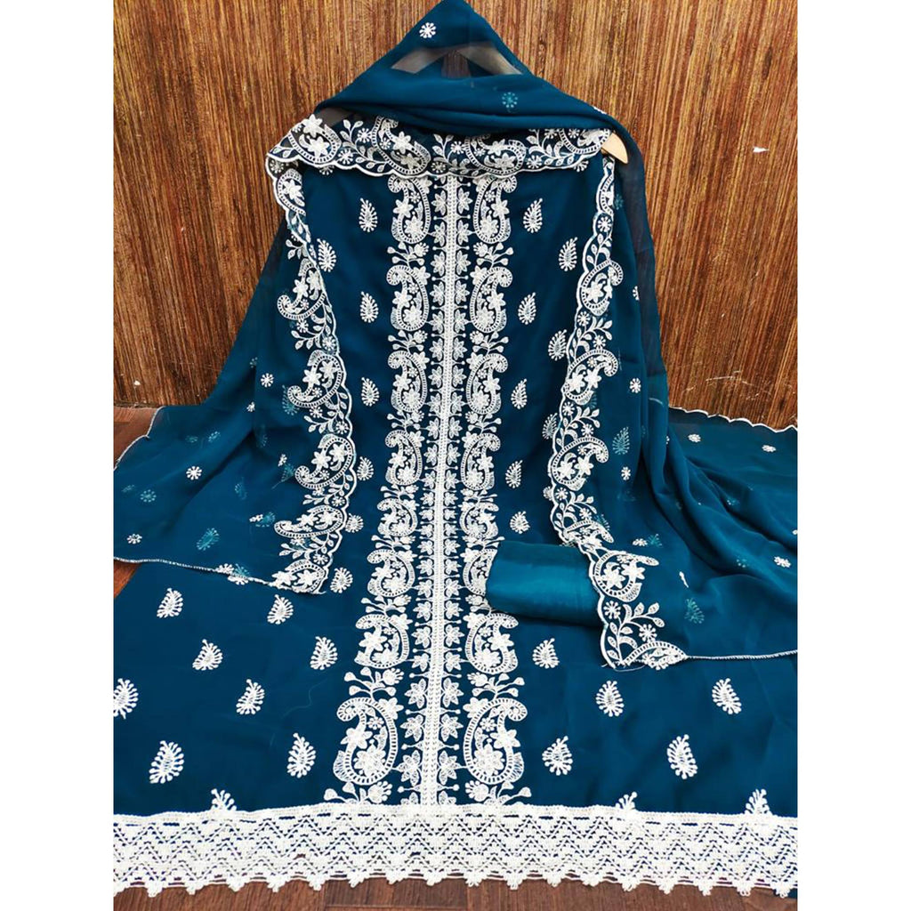 Morpich Embroidered Georgette Dress Material