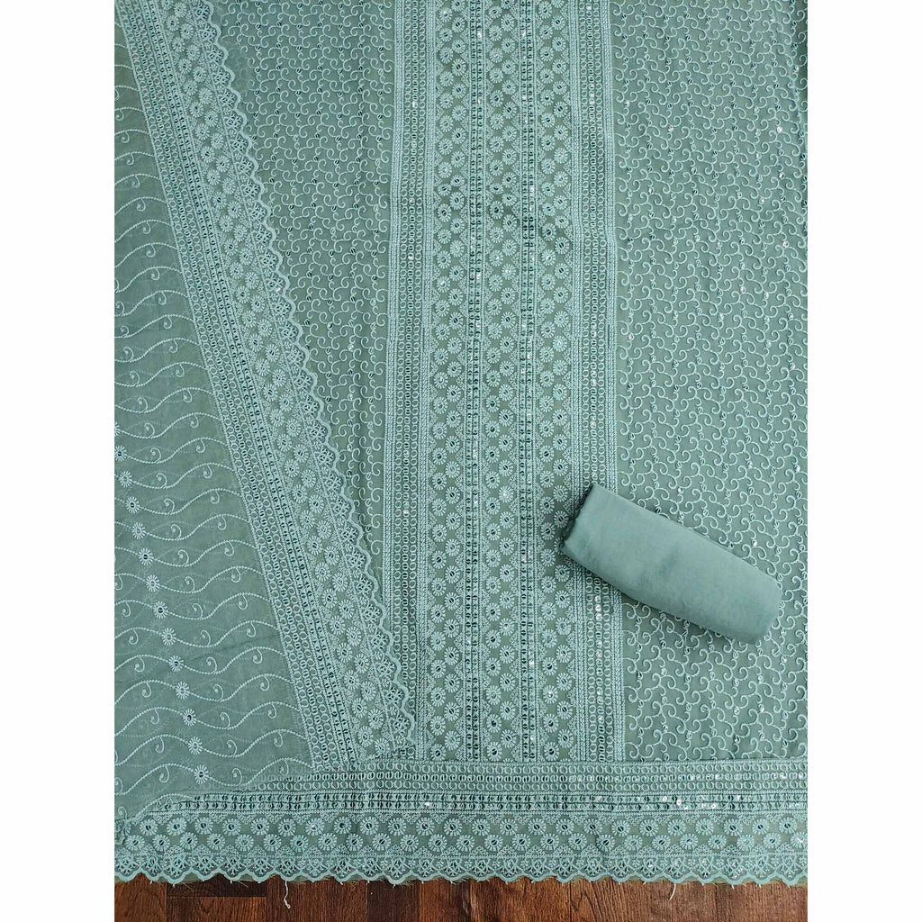 Grey Lucknowi Embroidered Georgette Suit