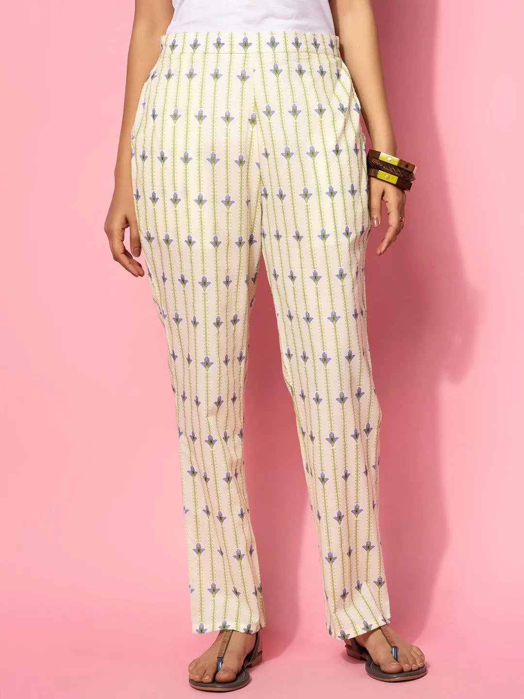 Cream Printed Cotton Co-Ords