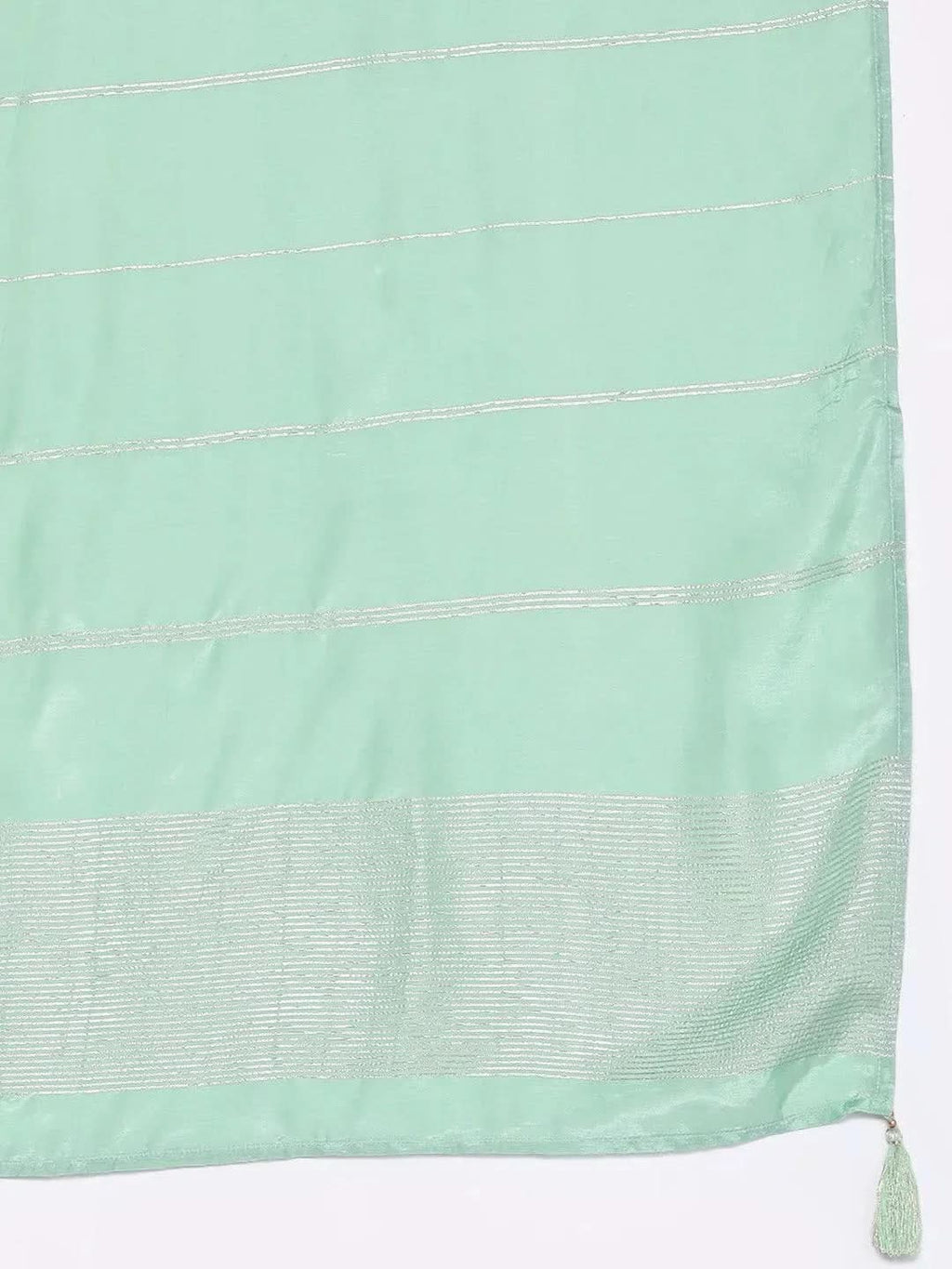 Green Self Design Silk Blend Straight Kurta With Trousers & Dupatta