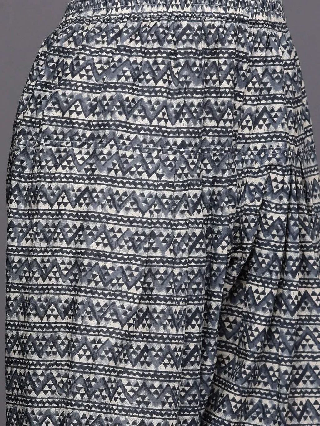 Grey Printed Cotton Straight Kurta With Salwar & Dupatta