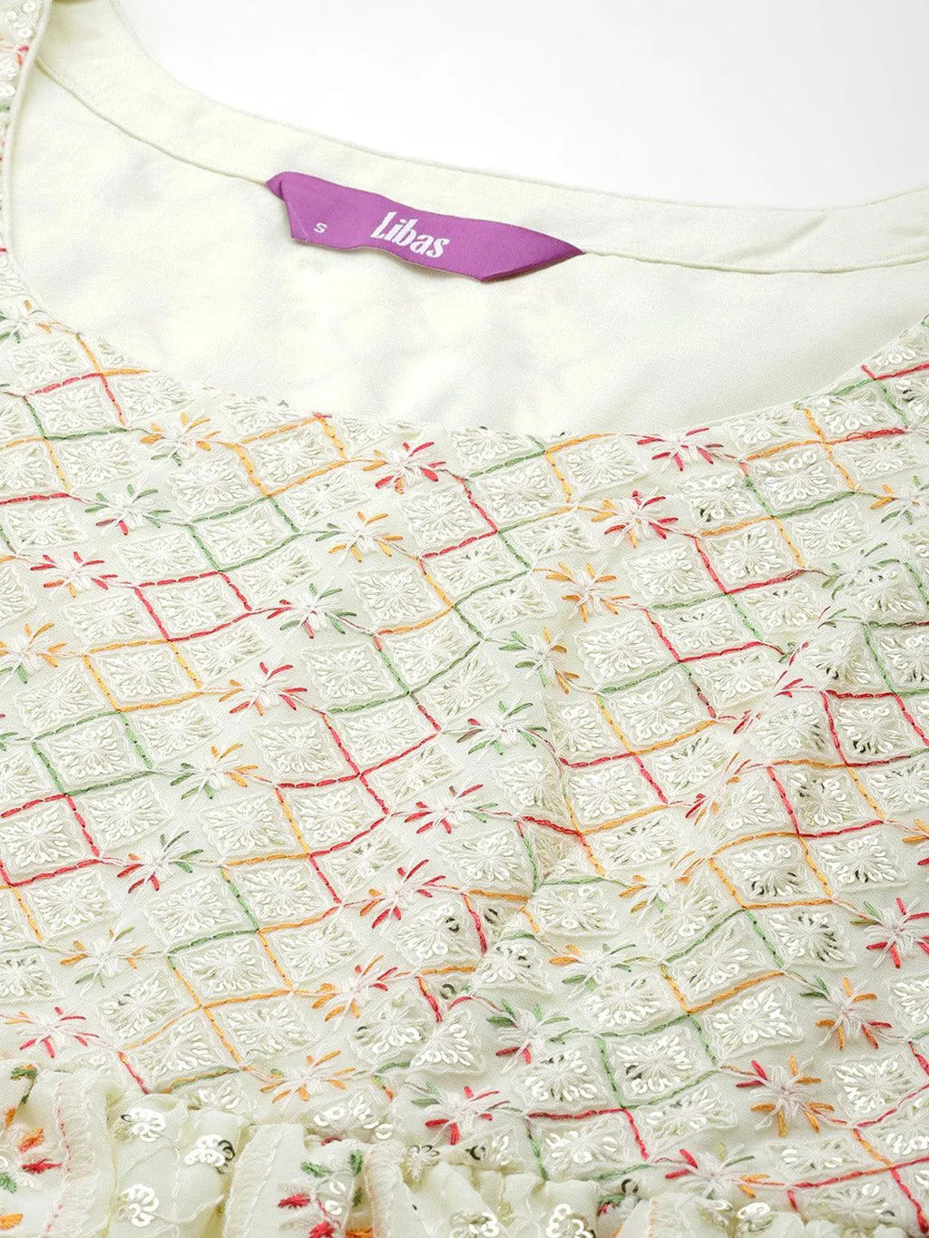 Lemon Embroidered Georgette A-Line Sharara Suit Set With Dupatta