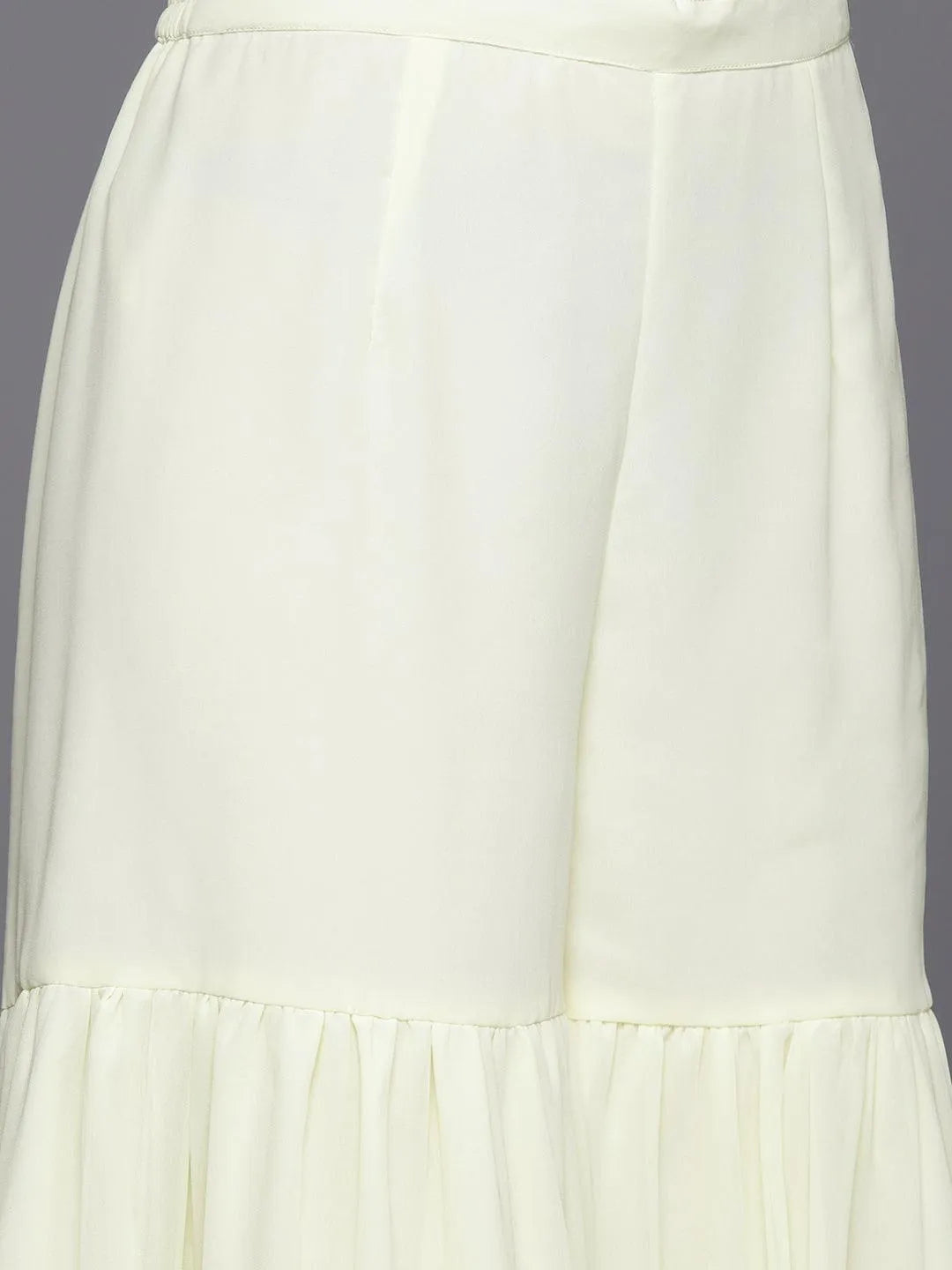 Lemon Embroidered Georgette A-Line Sharara Suit Set With Dupatta