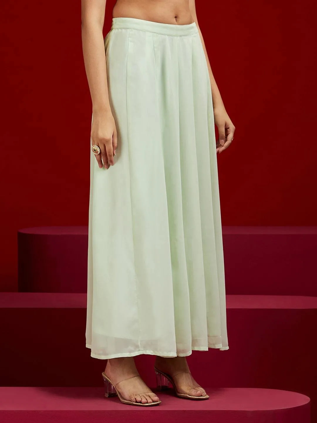 Libas Art Green Embroidered Georgette 3 Piece Co-Ords