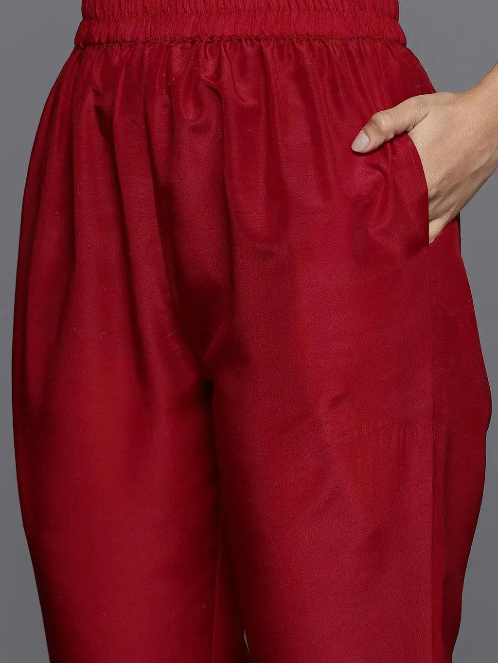 Maroon Yoke Design Silk Blend Anarkali Suit Set With Dupatta