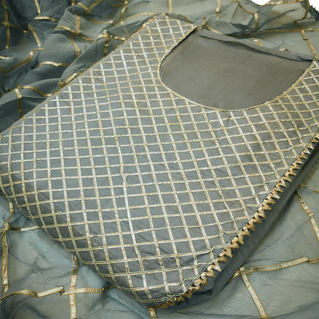 Mesmerising Gray Colored Partywear Embroidered Modal Dress Material