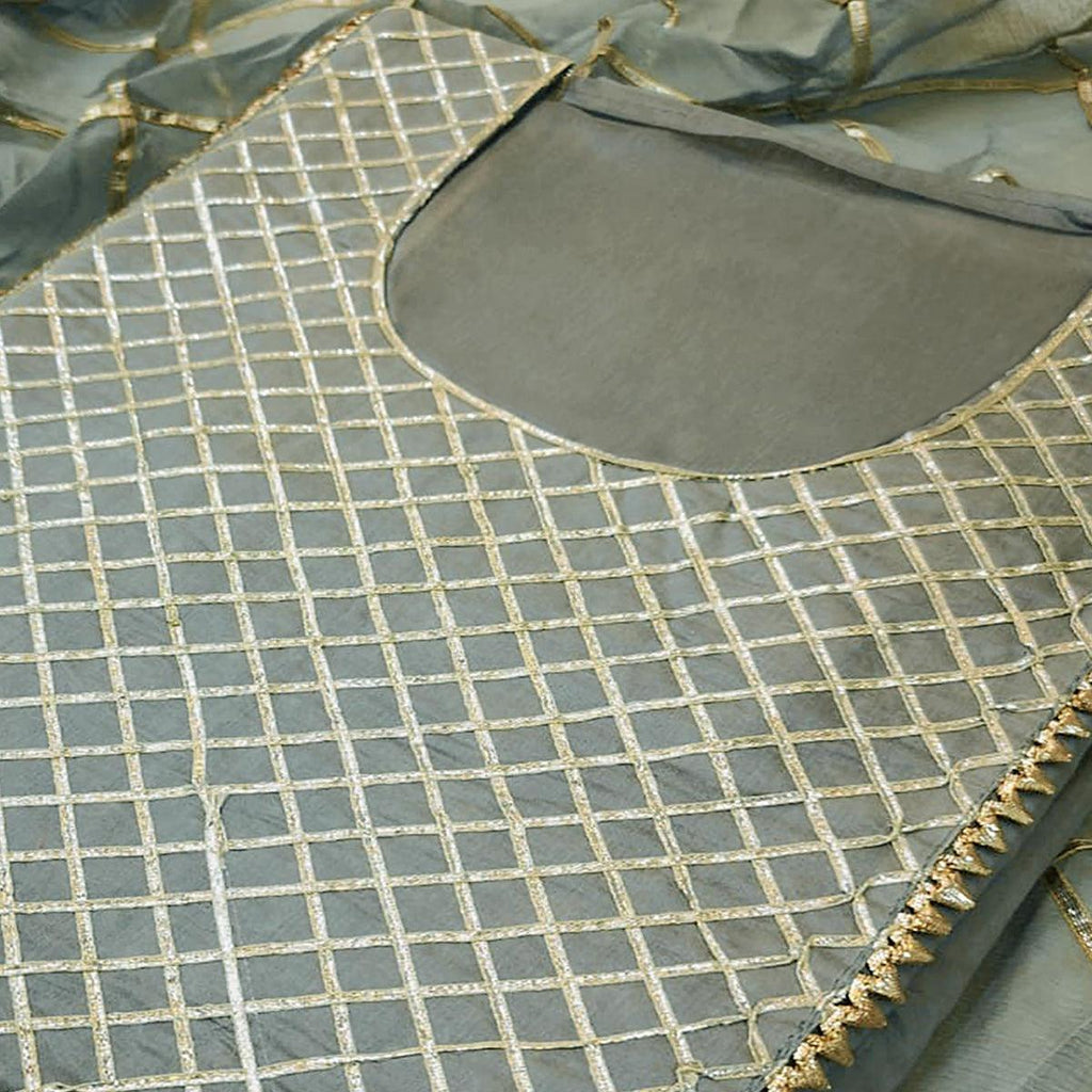 Mesmerising Gray Colored Partywear Embroidered Modal Dress Material