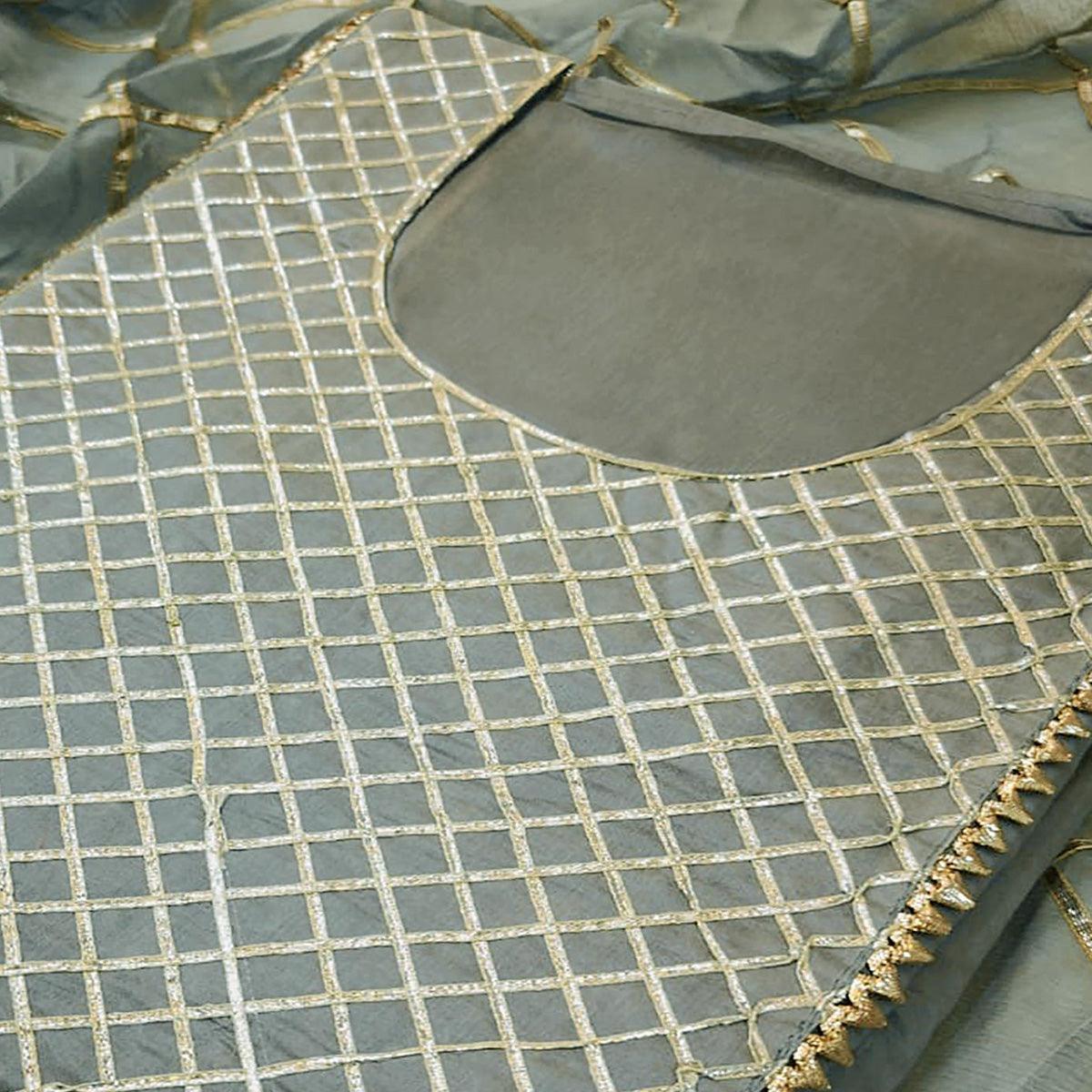 Mesmerising Gray Colored Partywear Embroidered Modal Dress Material