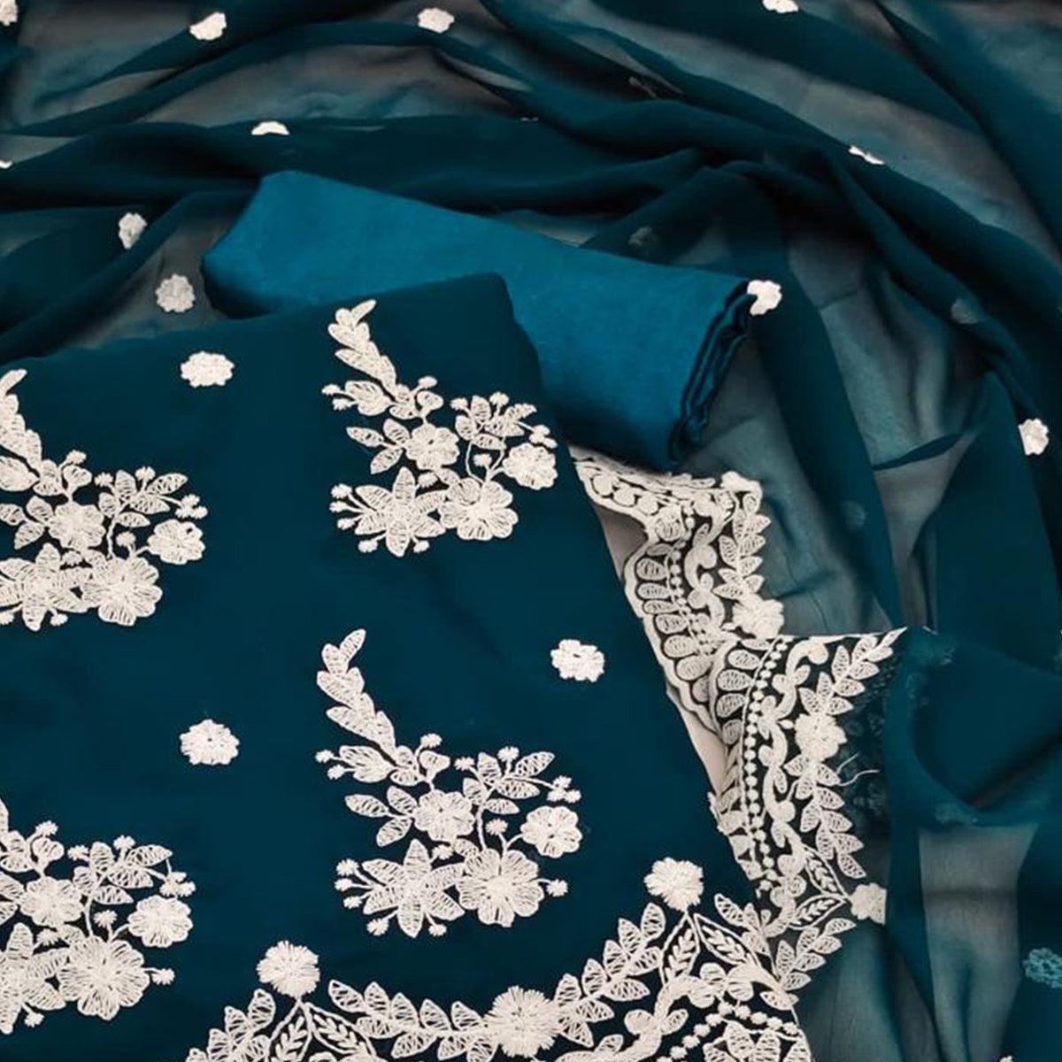 Morpich Embroidered Georgette Dress Material