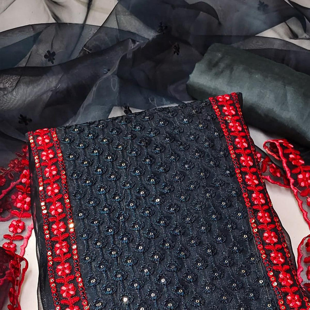 Morpich Sequins Embroidered Organza Dress Material