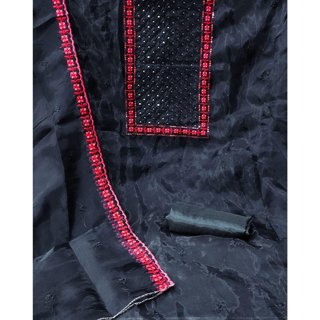 Morpich Sequins Embroidered Organza Dress Material