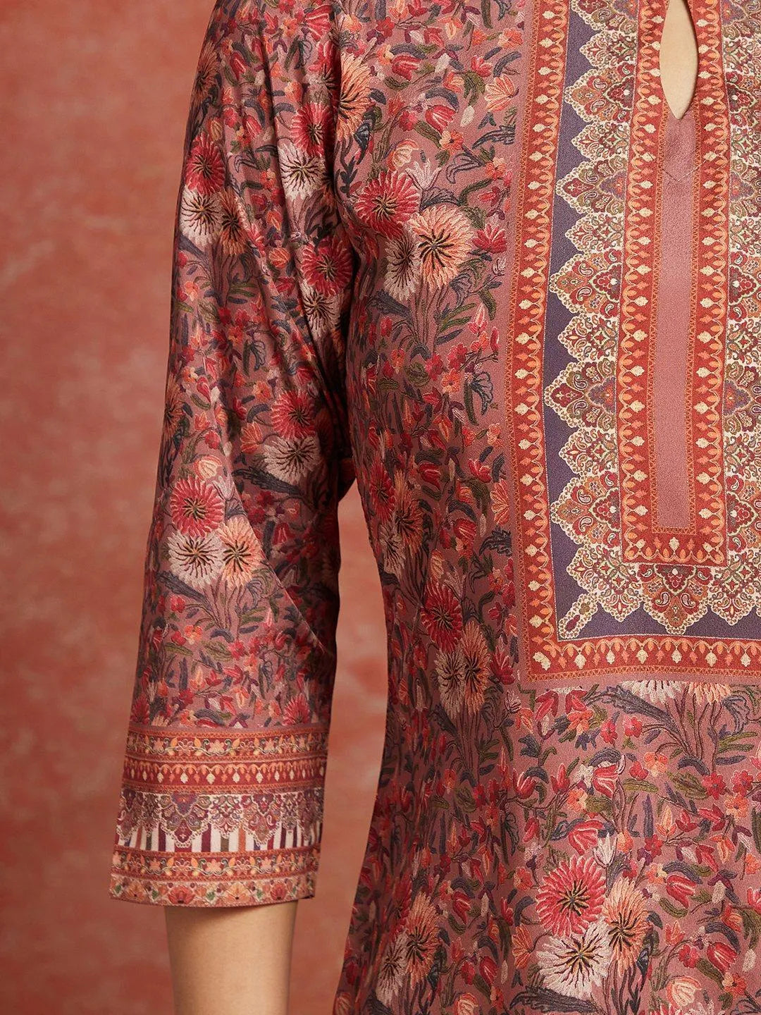 Multicolored Printed Crepe Straight Kurta - Libas