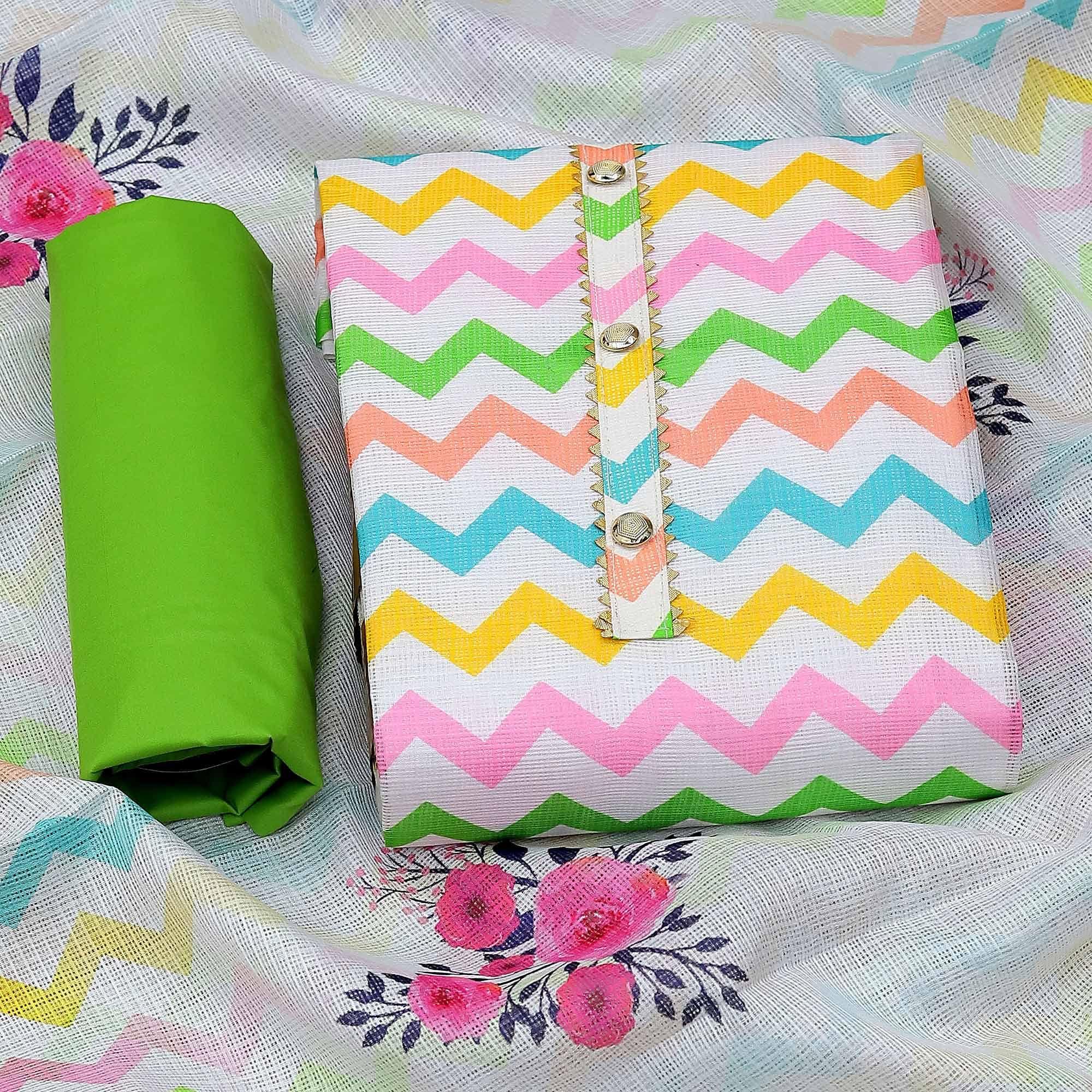 Multicolour Printed Kota Doriya Dress Material